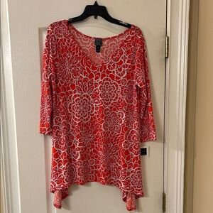 Clara Sun Woo Red and White Floral Tunic